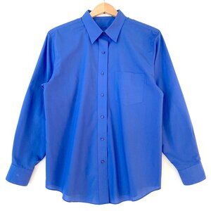 Foxcroft Womens Button Up No Iron Shirt Size 12 Wrinkle Free Long Sleeve Blue